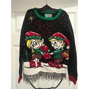 Ugly Christmas Sweater Green and Black Elf Extra-Small